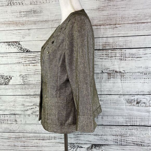 Coldwater Creek Blazer Jacket size 10 Brown Gold Tweed Career Professional - Picture 12 of 14